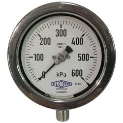 Floyd H-Duty Pressure Gauge
100mm Dial - 600 kPa
(Bottom Connection)