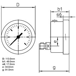 Floyd Pressure Gauge 100mm Rear Entry 100 kPa Stainless Steel